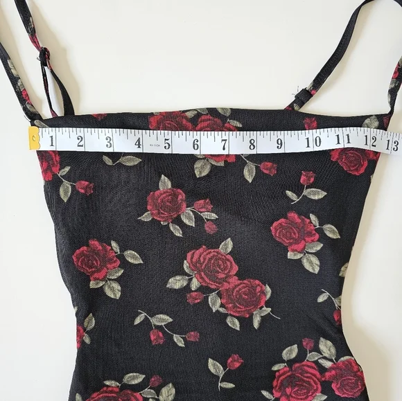 Garage Xs Cowl Neck Mini Floral Black and Red Dress - Picture 6 of 6